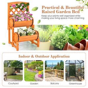 Vente chaude 2 niveaux autoportant en bois <span class=keywords><strong>lit</strong></span> surélevé planteur légumes affichage parterres de fleurs en bois jardinière extérieure - Product Image 5