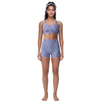Ensemble de yoga à carreaux : short taille haute sculptant la silhouette et brassière de sport anti-transpiration en Spandex/Nylon avec bandeau offert