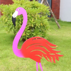 Décoration de jardin en fer forgé, flamant rose, ornement d'oiseau rose pour pelouse, jardin, patio. - Product Image 4