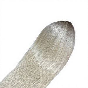 Extensions de cheveux humains bruts lisses en vrac, blonds naturels, argentés, bruns pour l'allongement en salon - Product Image 2