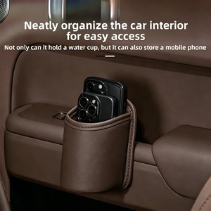 Organisateur de porte-gobelets de voiture en cuir synthétique, style minimaliste, pour le dossier des sièges, les panneaux de porte et l'organisation des objets du côté passager - Product Image 4