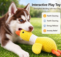 Jouet pour chien en peluche canard jaune durable avec couineur, jouet interactif pour animaux de compagnie pour la dentition et la libération de l'énergie, jouet à mâcher pour chien