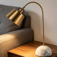 Lampe de lecture Edison moderne à intensité variable pour hôtels et salons, lampe de table en laiton avec base en marbre, abat-jour en métal, corps en fer, alimentation électrique