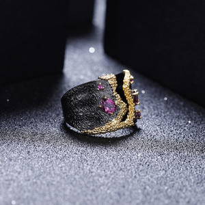 Ensemble de bijoux Vision Rose Grenade Vintage Anniversaire en alliage argent 925 plaqué or avec pierres précieuses incrustées, comprenant une bague et un bracelet - Product Image 3