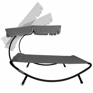 Chaise longue double pliante pour jardin, pelouse, <span class=keywords><strong>plage</strong></span>, piscine, avec auvent et roues - Product Image 4