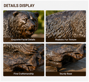 Scultura BSA Orso <span class=keywords><strong>Grizzly</strong></span> Antico in Bronzo Fuso a Mano, Orso Sdraiato che Cattura il Pesce, Statua di Fauna Selvatica in Ottone Fuso per Decorazioni Zoo e Villa - Product Image 3