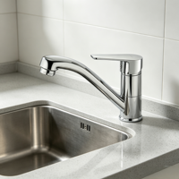 Robinet de cuisine au design minimaliste moderne, installation sur plan, corps en alliage de zinc, noyau en céramique, idéal pour les hôtels et appartements