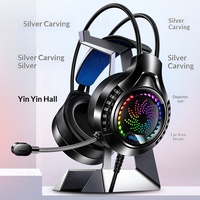 Casque de jeu filaire YINDIAO Q7 avec microphone, éclairage RGB, son surround stéréo, casque USB pour ordinateur portable et ordinateur de bureau