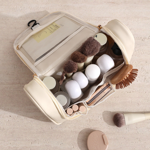 Вместительный Прочный портативный кожаный подвесной дорожный косметический мешок для хранения с застежкой-молнией в национальном стиле - Product Image 4