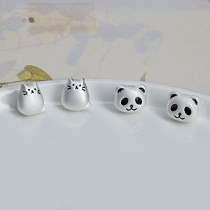 <b>Cute</b> 3D Matte Silver Panda Cat Beads Zinc Alloy Plated Scattered Beads For DIY Hair Accessories <b>Bracelet</b> Kit Chinese Style - Product Image 1