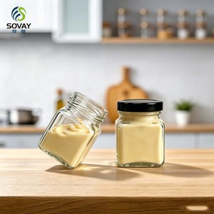 Vente en gros <span class=keywords><strong>de</strong></span> pots en verre carrés compacts vides <span class=keywords><strong>de</strong></span> 170 ml, récipients transparents <span class=keywords><strong>de</strong></span> qualité alimentaire pour les petits transformateurs et distributeurs <span class=keywords><strong>de</strong></span> produits alimentaires - Product Image 1