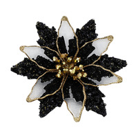 Fleurs artificielles de poinsettia de Noël scintillantes, tige noire, décoration d'arbre de Noël, fleurs de Noël artificielles pour la décoration de Noël