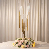 Chandelier de luxe fait main en fer doré à 10 bras, en métal et acrylique, pour centres de table de mariage, décorations de fêtes et événements