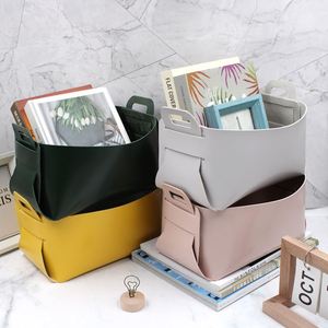 Cesta de Almacenamiento Plegable de Cuero PU al por Mayor, Organizador Portátil de Tapa Abierta para el Hogar, Cesta de Almacenamiento Duradera y Concisa con Asas - Product Image 3