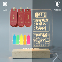 Calendrier de bureau en acrylique personnalisable, tableau de messages effaçable avec lumière nocturne lumineuse, décoration de calendrier lumineux