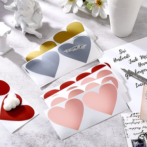 Pegatinas de tamaño personalizado al por mayor, paquete de color rojo, dorado y plateado, etiquetas de corazón, pegatina para rascar tarjetas - Product Image 4