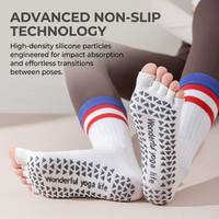 Luxuriöse Baumwoll-Zehensocken mit Fünf Zehen Rutschfeste Yoga-Pilates-Socken für Frauen Professionelles Studio Barre Fitness Workout Set
