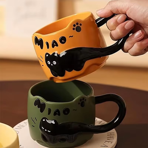Creative Cartoon Cat Ceramic Coffee <b>Mug</b> Personalized Back School Gift Reusable Funny Zenidoo L-583 Hand Grip Color <b>Box</b> Packaging - Product Image 4