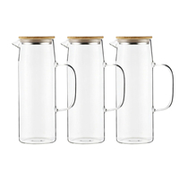 Lot de 3 distributeurs en verre pour lessive liquide, adoucissant et eau de Javel, pots de rangement pour organisation de buanderie