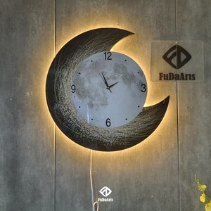Orologio <span class=keywords><strong>da</strong></span> <span class=keywords><strong>Parete</strong></span> Moderno di Lusso 60cm con Funzione Luce Notturna, Decorazione Creativa Luna per Soggiorno, Sala <span class=keywords><strong>da</strong></span> Pranzo, <span class=keywords><strong>Casa</strong></span> - Product Image 4