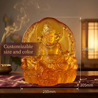 Statue exquise du Bouddha Jambhala en cristal Liu Li pour la richesse et la prospérité - Zambhala artisanal pour la décoration de la maison et du bureau