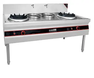 Commercial Wok Cook Cooking 2 Warmer And 2 Burner-Gas-Stove