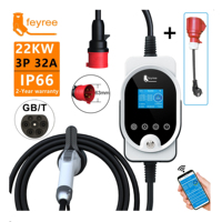 Station de recharge portable pour véhicules électriques Feyree 32A Type 2 IEC 62196-2 Chargeur rapide AC Niveau 2 Puissance de charge de 22KW État neuf