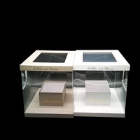 Boîte à gâteau biodégradable personnalisée de haute qualité pour gâteau d'anniversaire, boîte cadeau avec fenêtre transparente, emballage de boîte à gâteau