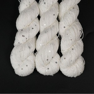 Hilo de Algodón Mercerizado con Lentejuelas, Hilo Base sin Teñir para Teñido <span class=keywords><strong>a</strong></span> Mano, Venta al por Mayor - Product Image 2