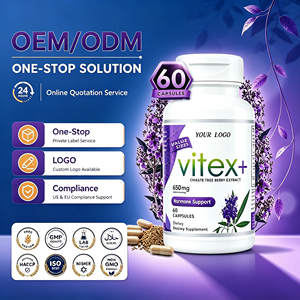 Extrait de baies de Gattilier (Vitex Agnus-Castus) 650mg en capsules, 60 unités, Complément Herbal pour le Bien-être Féminin, Marque Blanche OEM - Product Image 1
