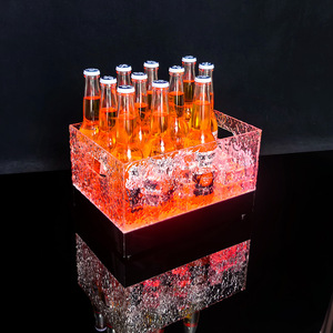 Led Illuminated Ice Bucket Square Acrylic Colorful <b>Light</b> Up <b>Beer</b> Cocktail Party KTV Beverage Tub - Product Image 2