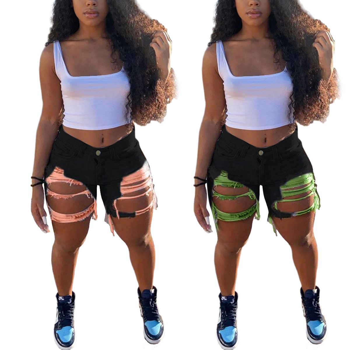 Женские джинсовые брюки больших размеров, женские джинсы с высокой талией, джинсовые шорты с бахромой и бахромой для женщин, рваные джинсовые шорты, 2021