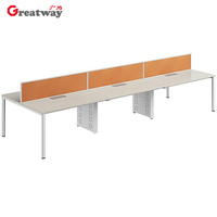 Poste de travail modulaire extensible double face avec écran de séparation central et pieds en acier pour usage bureautique
