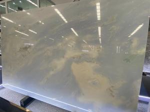 <span class=keywords><strong>Travertin</strong></span> de luxe de qualité artistique, bleu dégradé, à veines uniques, bleu ciel, blanc jade, poli pour cuisine et salle à manger modernes et minimalistes - Product Image 3