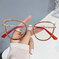 Gafas de bloqueo de luz azul a la moda para mujer, gafas de ojo de gato, montura de gafas ópticas de Metal a la moda, montura de gafas de diseñador para mujer