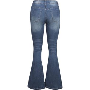 Luvamia, pantalones vaqueros de pierna ancha Retro para mujer, pantalones vaqueros acampanados con corte de bota, diseño rasgado, pantalones vaqueros elásticos transpirables con lazo 3D - Product Image 3