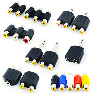 Adaptador de audio y video, conector mono de 6.35mm y doble canal de 3.5mm para auriculares, conexión de audio RCA Lotus macho y hembra, venta directa. - Product Image 2