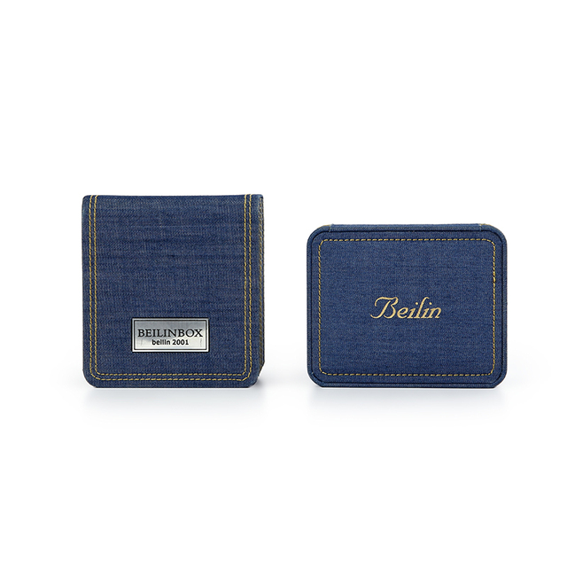 High Quality Luxury Denim Wrist Watch Box Couple 2 Watch Travel-friendly Packaging Fancy Brand Jewelry Gift Box