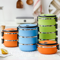 Boîte à lunch double niveau en acier inoxydable Pot thermique pour aliments chauds Thermos à soupe isolé sous vide Récipient alimentaire étanche au micro-ondes