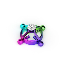 Anneaux de mamelon en acier inoxydable sans perçage Bouclier de pression réglable Anneaux de mamelon Barre Anneau de mamelons en strass Bijoux de corps