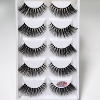 5 paires de faux cils synthétiques Premium en fibre de coton noir 5d naturel épais vison H02