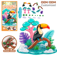 Kit de stickers 3D empilables en cristal DIY, Scène aquatique tropicale avec toucan, Pièces en cristal transparent, Dos autocollant, Jouet créatif pour tout-petits