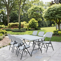 180cm vente en gros 6ft extérieur ou intérieur pliant en deux tables et chaises en plastique pour événements pour meubles de jardin