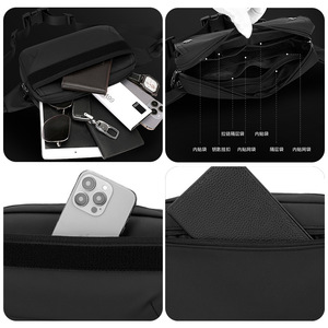 New Small Square Nylon Waterproof Wear-Resistant Men's Waist <b>Chest</b> Travel Commuting <b>Storage</b> Bag Stitching Zipper Closure - Product Image 5