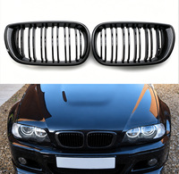 Pour BMW Série 3 E46 02-05, calandre avant en fibre de carbone chromée noire brillante, garniture de remplacement de calandre avant, accessoire