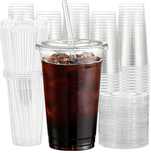 Vasos de Plástico PET con Logotipo Personalizado al por Mayor, Desechables para Viaje, 16oz 18oz con Tapas, OEM ODM, Directo de Fábrica, Reciclables, Libres de BPA - Product Image 1