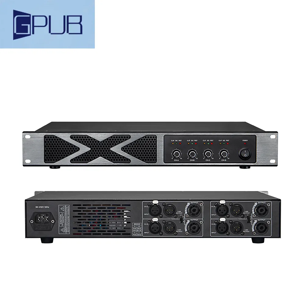 Gpub X-4800 Hoge Kwaliteit Audio Eindversterker Professionele 800W * 4 4 Kanalen Versterker Voor Dj Karaoke Podium
