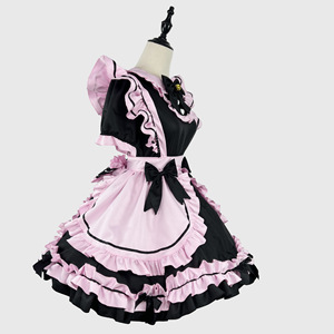 Nuovo <span class=keywords><strong>Costume</strong></span> da Cameriera in Stile Lolita Giapponese, Abito Cosplay Nero e Rosa per Adulti, Uniforme da Gattina con Fiocco, Set <span class=keywords><strong>Costume</strong></span> di Halloween - Product Image 2