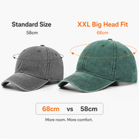 Casquette de baseball vintage sportive à rayures en velours 100 % coton, grande taille XXL 68 cm, pour homme, vente en gros, OEM ODM