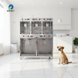 Jaula Veterinaria de Acero Inoxidable de 5 Puertas <span class=keywords><strong>para</strong></span> <span class=keywords><strong>Perros</strong></span> y Gatos con Instrumentos Veterinarios, Precio de Fabricación EUR PET - Product Image 1